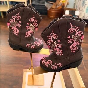 Roper Brown Boots with Pink Stitching